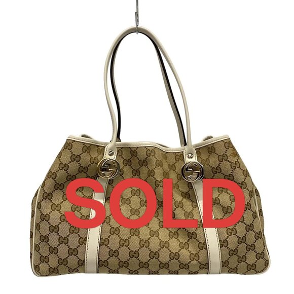GUCCI GG Twins, GG Pattern Beige Dark Brown White Jacquard Leather -506-060625